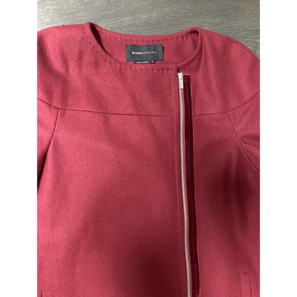 BCBG MaxAzria Burgundy Red Wool Coat Boho Retro Lady Victorian Babydoll  ~M - Picture 5 of 6